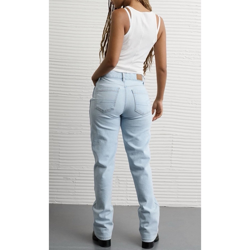American Eagle Curvy Straight High Rise Jeans 2 Short 28x28 Light Wash NWT - Picture 3 of 10